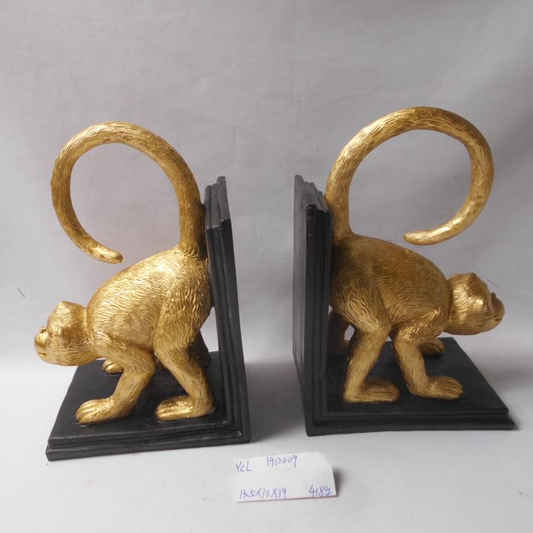 2019 Custom polyresin golden leopard decorate good selling resin animal shape Bookend