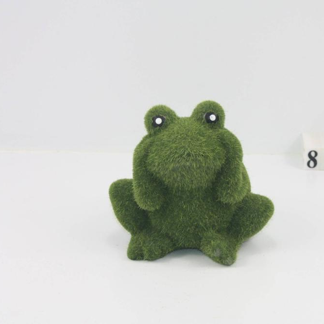 Resin Frog Ornaments Green Resin Flocked Frog No See Frog Ornaments Garden Patio Animal Statue