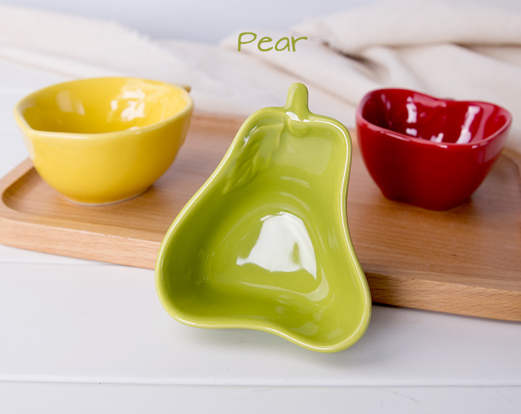 Divided ceramic Pear shaped snack trays,funky apple dishes,china fruit bowl