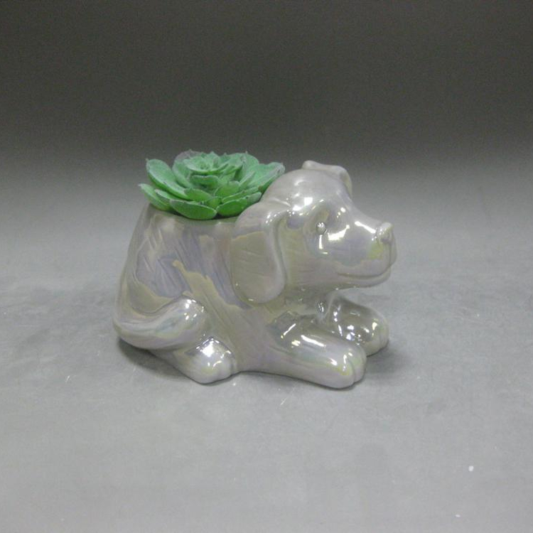 Dog shape succulent plants mini white ceramic flower pots