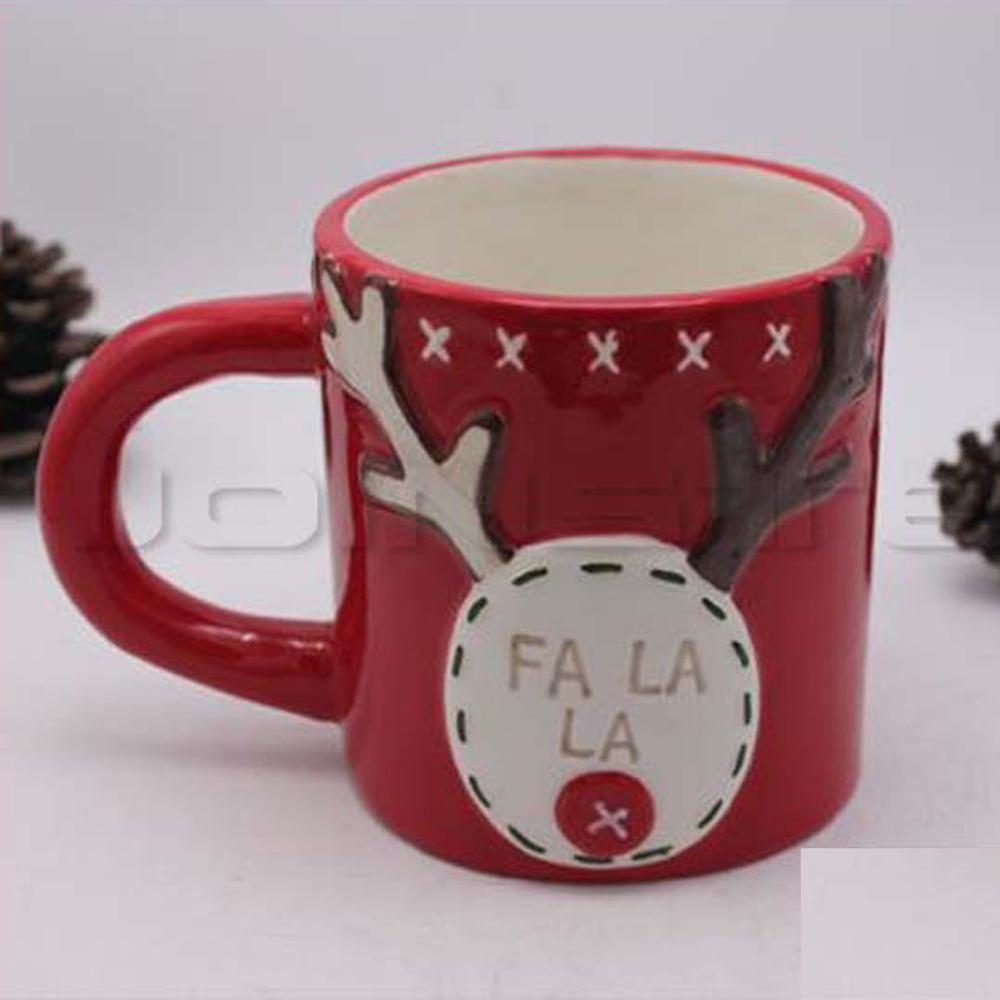 Hot red coffee mug, Christmas reindeer shape cup