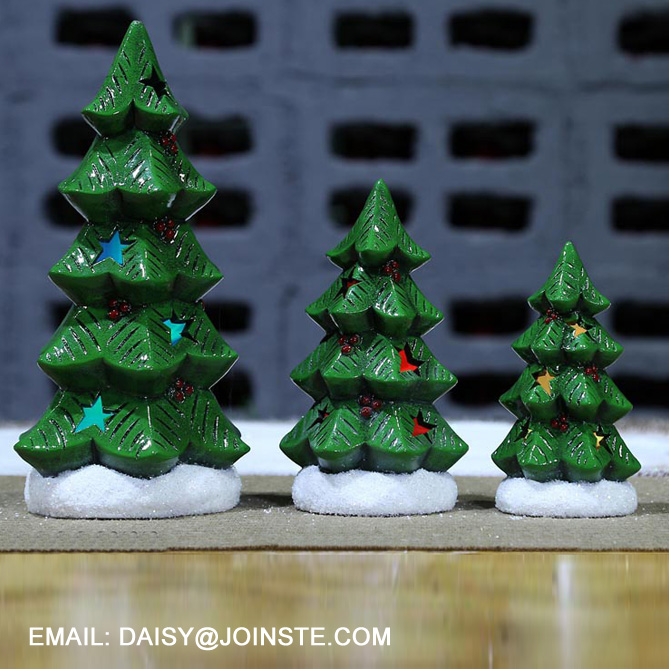 Ceramic Green Christmas Tree with LED