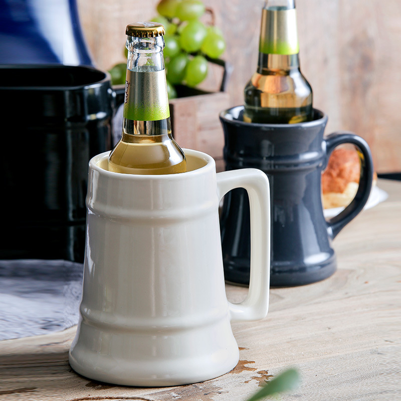 German style embossed customized ceramic beer mug stein