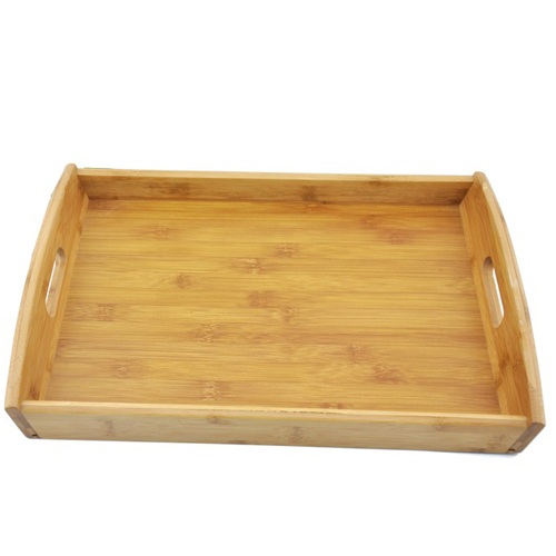 Serving tray bamboo – wooden tray with handles – Great for dinner trays, tea tray, bar, breakfast