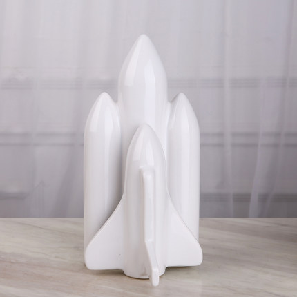 Custom white ceramic space shuttle home decoration pieces for kids