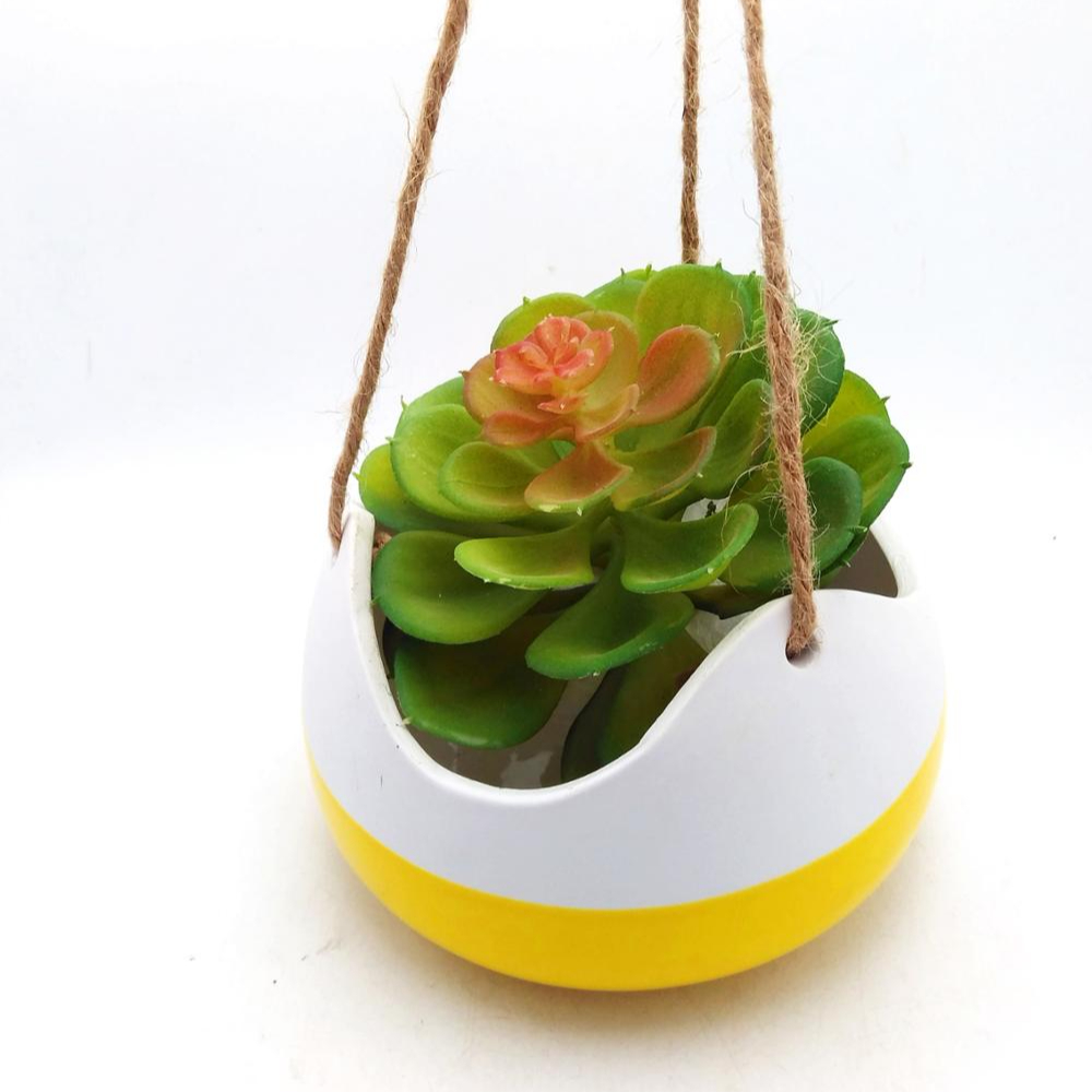 White elegant ceramic hanging basket ,hanging succulent pot