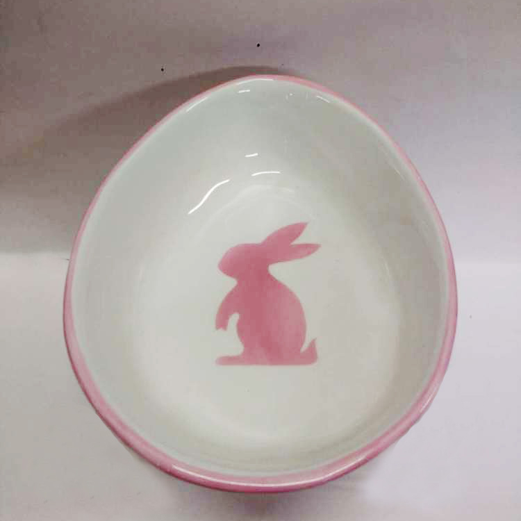 Pink Rabbit Ceramic Egg Bowl for Easter Tableware