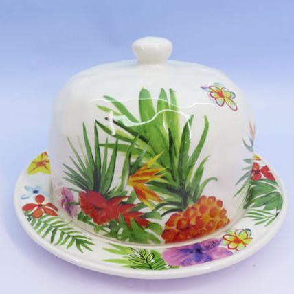 Customized ceramic colorful hand made painting bread box with lid high quality