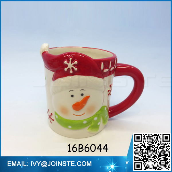 Factory custom coffee mugs ceramic snowman shape mugs for Christmas