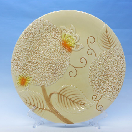 Custom 3d hydrangea porcelain plate