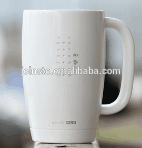 White tall ceramic measuring mugs and cups