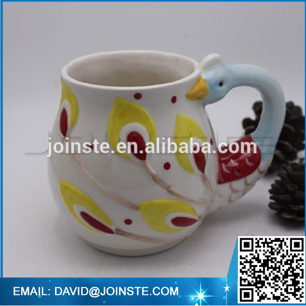 Ceramic 3d animal mug ceramic Peacock Coffee Cup