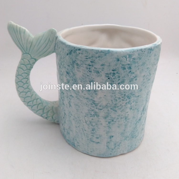 Customized light blue mermaid tail ceramic coffee mug