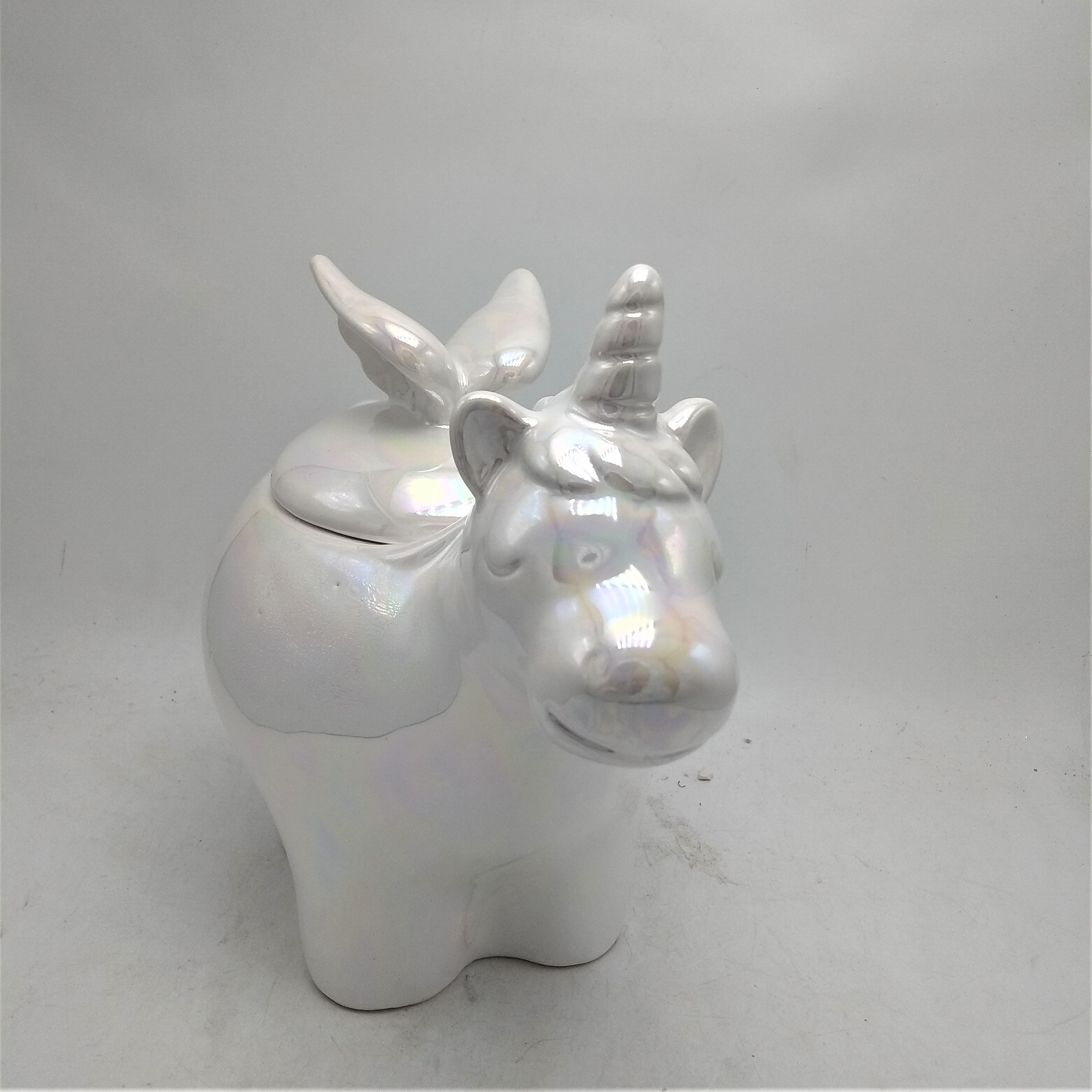 White Pearl Plated Unicorn shaped containers,ceramic unicorn cookie jar