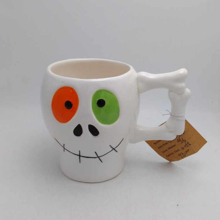 White Day of the Dead Red Rose Sugar Skull Drink Coffee Mug Cup Ceramic