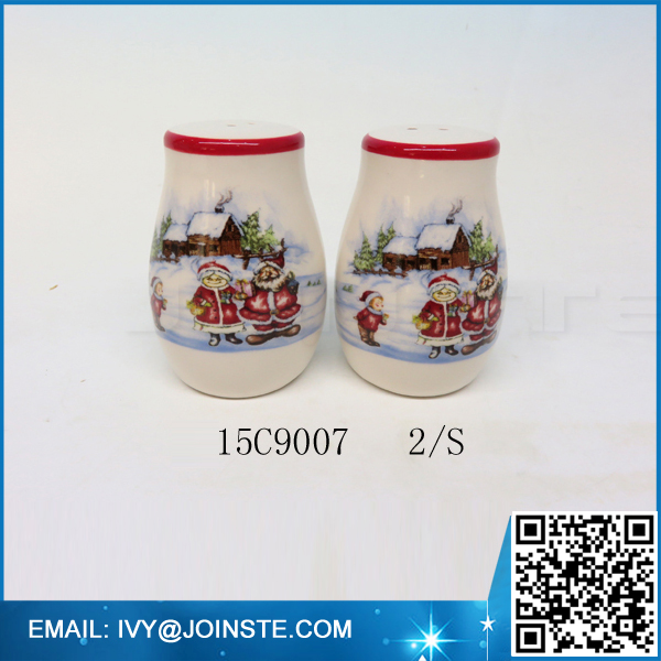 Glazed spice bottle for pepper ceramic spice jar two piece one set