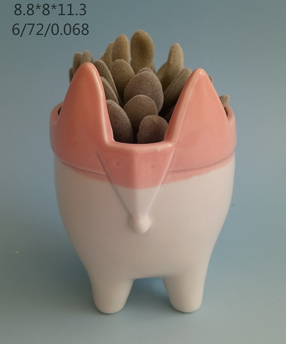 ceramic red fox flower pot office tabletop decoration pot mini succulent pots