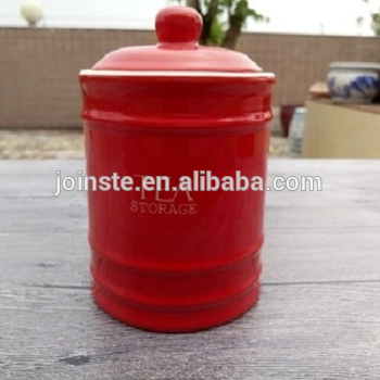 Customized red round shape ceramic cookie and candy tea jar