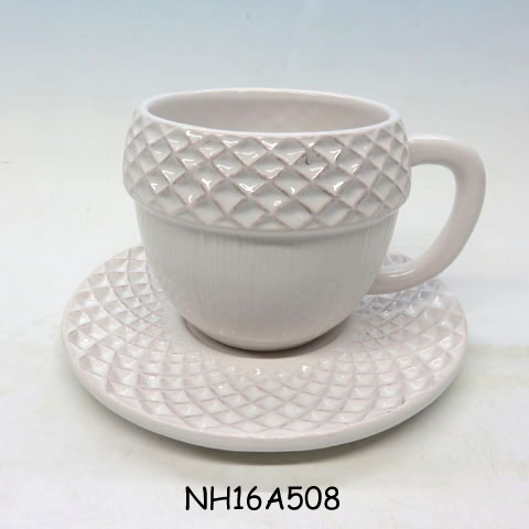 Pine Cones Acorns shape Espresso Cups with Saucers, Ceramic, Custom accept