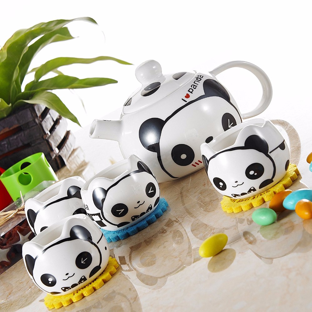 Porcelain Cute Cartoon Animal Teapot Novelty Ceramic Lovely Panda Tea Set