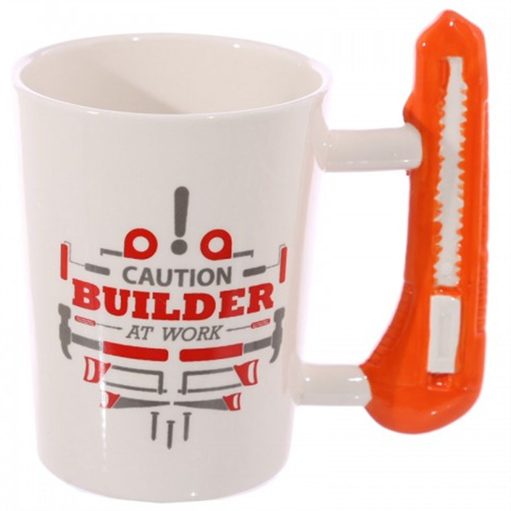 Hand Engraved   3D Coffee mug Custom   Novelty Shaped Handle Ceramic Tool Mug – Safety Knife