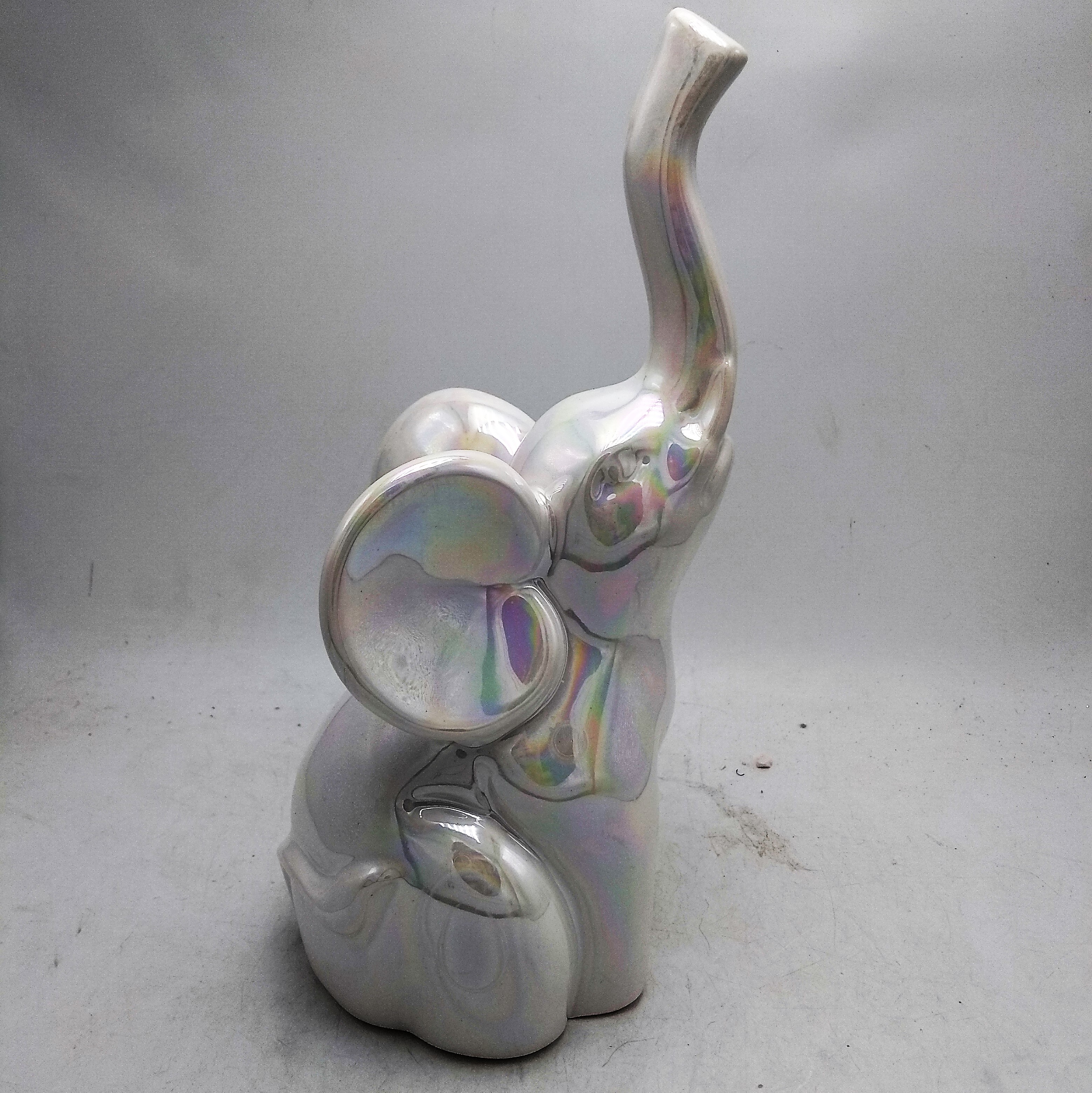 White Pearl plated glazed ceramic elephant,custom ceramic animal