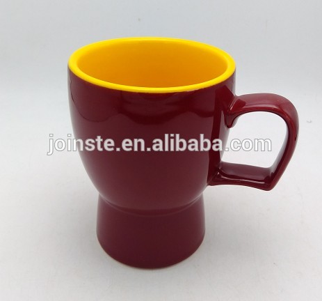 Red outside yellow inside 2 colors ceramic tea mug