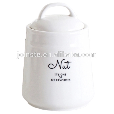 Customized plain white round shape ceramic cookie jar candy jar food storage