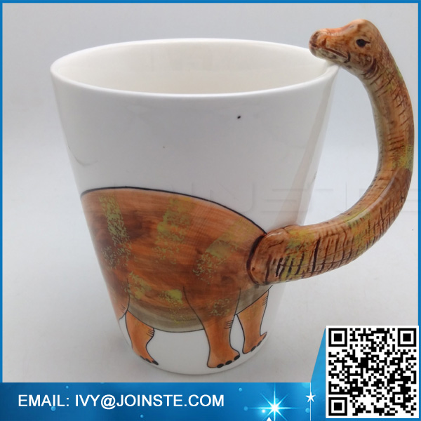 Ceramic 3D Dinosaur Shaped Mug, Hand-painted Novelty Animal Design Cup and mug