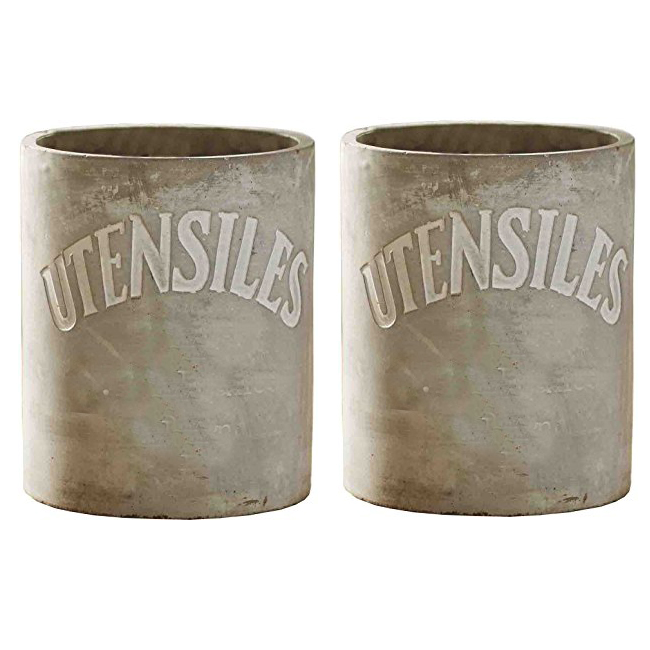 Concrete Utensils Crock, Gray