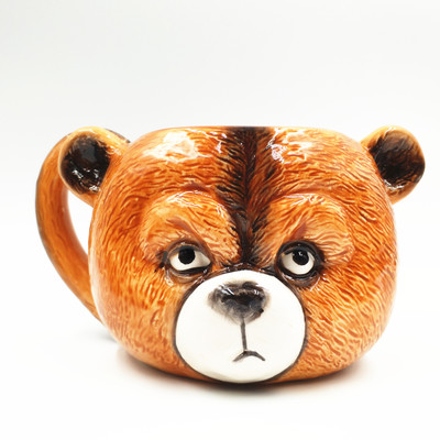 Ceramic bear mug,bear head shape cup,ceramic animal mug