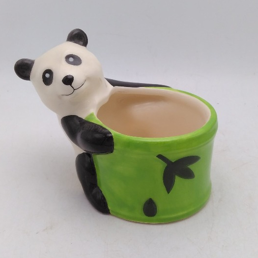 Panda hug bamboo flower pot small size ceramic artificial flower pot