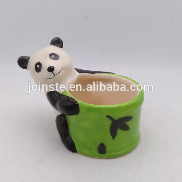 Cute green panda ceramic mini mug without handle