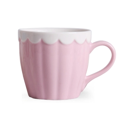 Customized wholesale pink color ceramic ice cream cup milk mug