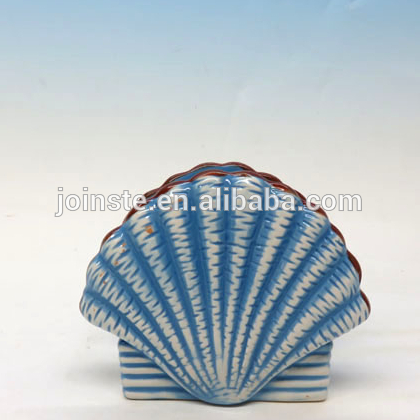 Custom blue Chlamys shape home decoration office ceramic decoration item