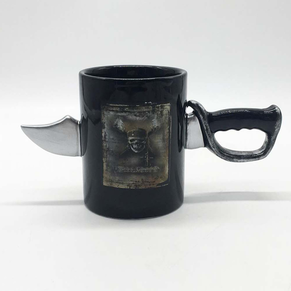 Black  novelty coffee mug  wholesale  hand made  ceramic  coffee mugs with army knife