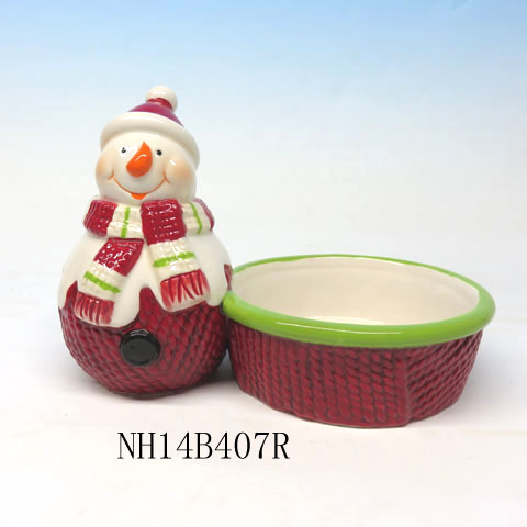 Snowman Holiday Decor Ceramic Candle Holder