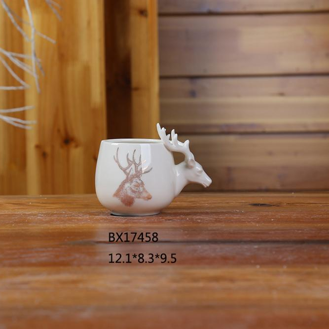 Ceramic Coffee Mug wtih Stag head Handle