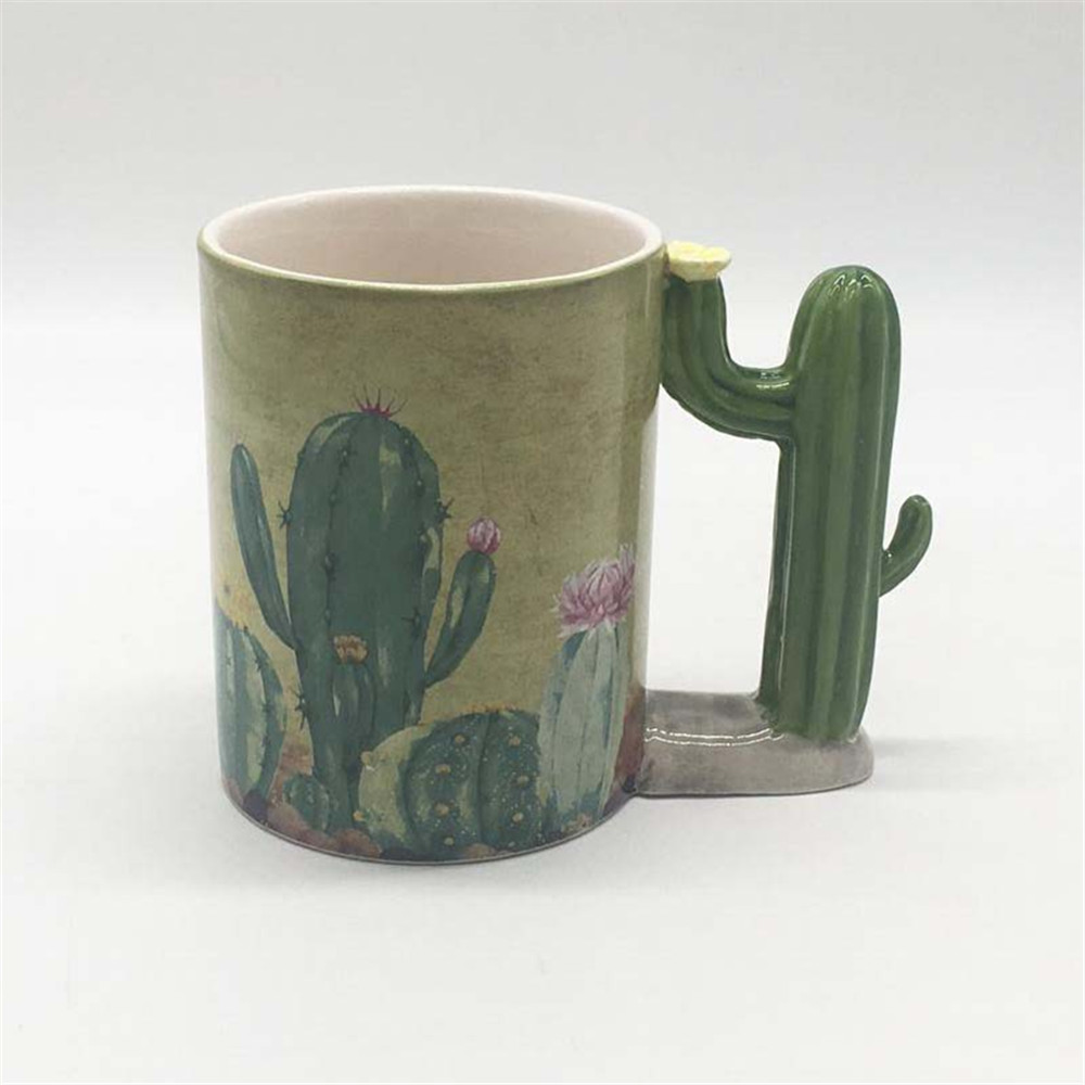 Personalized  cactus   3d handle mug , ceramic  painting  coffee mugs  gift mugs