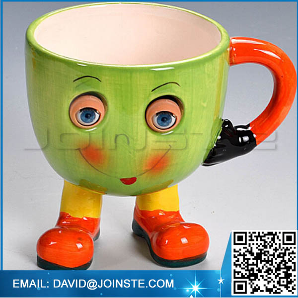 Emoticon ceramic foot shape mug, ceramic foot cup with handle