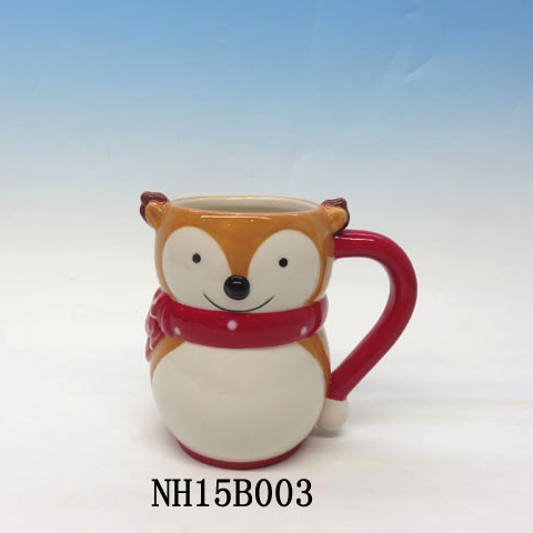 Ceramic painting owl shape Christmas mug