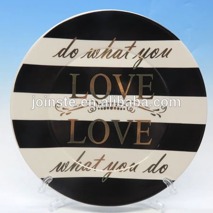 Custom black and white stripe ceramic plate wedding favors,decoration