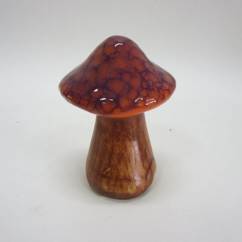 Ceramic Hand Painted Wavy Mushroom 4.75 inches Tall