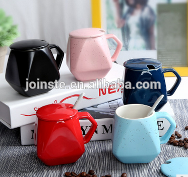 Star diamond shaped mug ceramic cup with cover