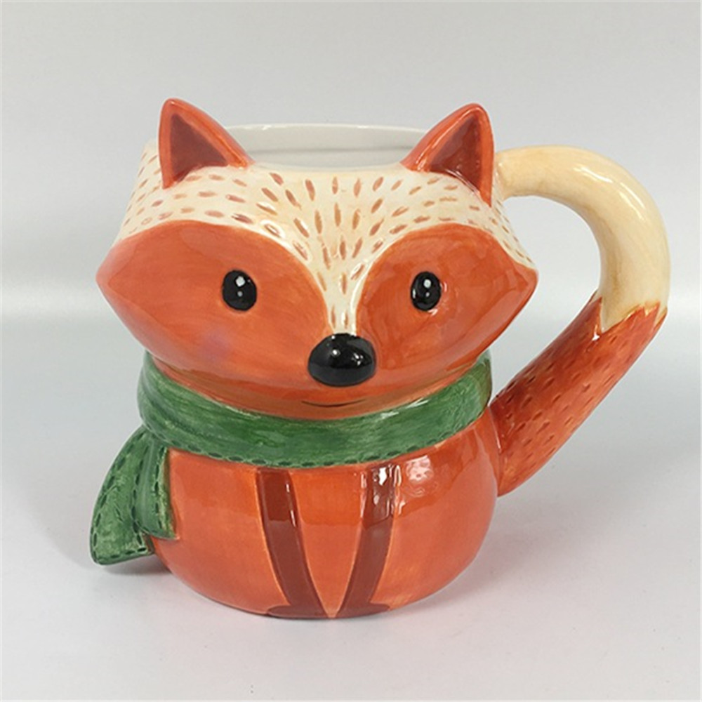 Orange  fox  shape   mug , coffee mug ,  ceramic cute  animal mugs