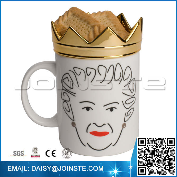 Queen Crown mug with cookie holder,cookie mug,cookie pocket mug