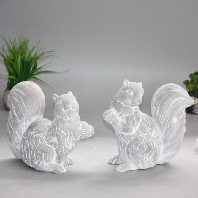 Wash white  concrete squirrel statues ,garden animal squirrel decorations