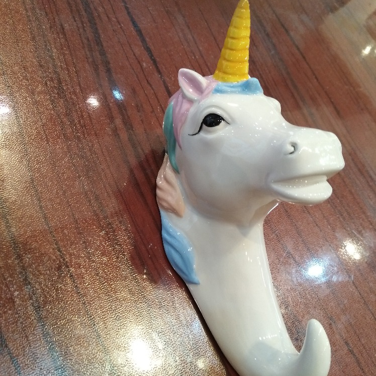 ceramic unicorn wall hook, unique wall hanger hook home decorative