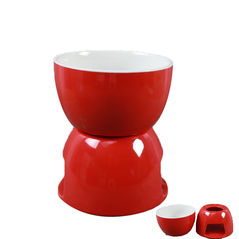 Custom ceramic fondue set, hot red cheese fondue set,round mini fondue set