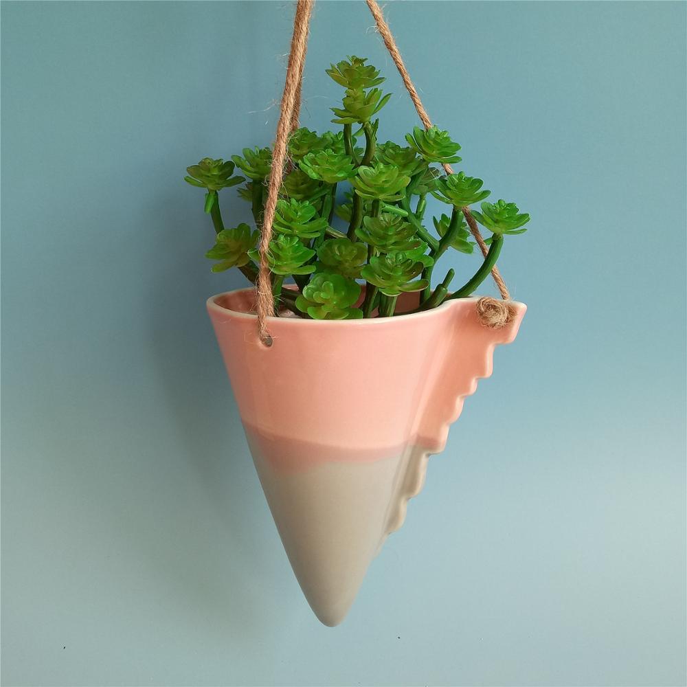 Custom modern ceramic wall hanging flower pot hanging succulent  pot